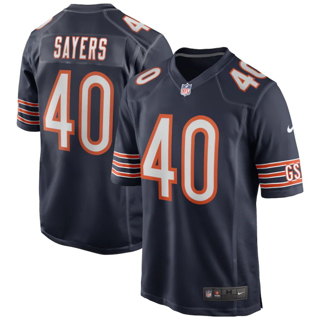mens nike gale sayers navy chicago bears game retired player jersey